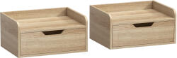 HOMCOM Set de 2 Noptiere de Perete Noptiere Suspendate cu 1 Sertar pentru Dormitor Cameră 40x30x19, 5 cm Lemn Natural | Aosom Romania (831-629V81ND)