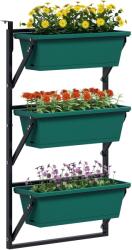 Outsunny Jardinieră Verticală pentru Exterior cu 3 Niveluri și Ghivece cu Orificii de Drenaj, 56x42x100 cm, Verde | Aosom Romania (84H-328V00GN)