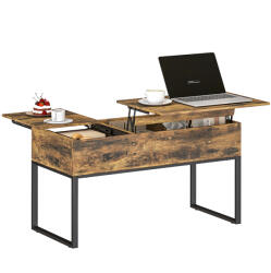 HomCom Masă de Cafea Extensibilă cu Encimera Desfășurabilă Închidere Moale Spațiu Ascuns de Depozitare 100x45x67 cm Marrón Rústico | Aosom Romania (83B-391V00RB) Masa de cafea