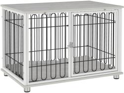 PawHut Cușcă pentru câini canisă pentru câini cu pernă picioare reglabile pentru câini medii până la 20 kg 90 x 58 x 62, 5 cm gri | Aosom Romania (D02-140V00GY)