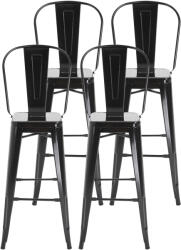 HOMCOM Scaun Metalic Solid si Stivuibil, pentru Dining și Bucătărie Design Modern, Sarcina maxima120 kg, 44x53x116 cm Negru | Aosom Romania (835-122BK)