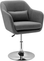 HOMCOM Fotoliu de salon Confort Maxim Pernițe lombare Înălțare reglabilă Rotativ 360° Picior metal cromat Lin Gri | Aosom Romania (833-757V01CG)