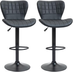 HOMCOM Set 2 scaune bar design retro 47 cm x 51, 5 cm x 89-109 cm negru | Aosom Romania (835-544BK)