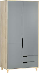 HOMCOM Dulap cu 2 usi din PAL si MDF cu sina pentru agatat, 3 rafturi si 2 sertare pentru sufragerie si dormitor, 88, 9x50, 1x184, 5 cm | Aosom Romania (831-531BN) Garderoba