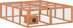 PawHut Tarc liber pentru iepuri din lemn cu 2 uși adăpost pentru 2-4 iepuri pitici 180, 4 x 150 x 48 cm Portocaliu | Aosom Romania (D51-554V90OG)