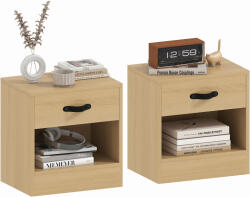 HOMCOM Set de 2 Noptiere cu Sertar și Compartiment Deschis pentru Sufragerie 39x28x41 cm Natural | Aosom Romania (83D-041V80ND)