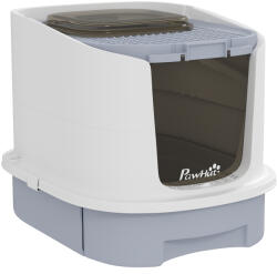 PawHut Litieră Închisă pentru Pisici cu 2 Uși și Tavă Detașabilă, 40, 5x52, 5x42, 5 cm, Gri | Aosom Romania (D31-102V00GY)
