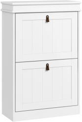 HomCom Dulap pantofi îngust cu 2 uși abătătoare și rafturi ajustabile, capacitate 10 perechi, 54x24x82, 5 cm | Aosom Romania (837-419V80WT) Pantofar