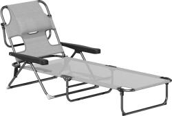 Outsunny Șezlong Pliabil Spătar Reglabil Decupaj pentru Citit Pernă pentru Cap și Brațe Sarcină 120 kg 145x72x89 cm Gri închis | Aosom Romania (84G-391V00CG)