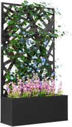 Outsunny Jardinieră cu Grilaj pentru Plante Cățărătoare din Metal, 61x23x113 cm, Negru | Aosom Romania (84H-169V00BK)