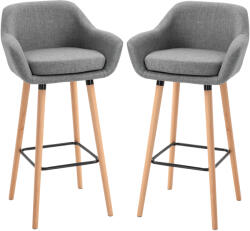 HOMCOM Scaun bar gri cu Pernă Confortabilă Lemn și Înveliș din Țesătură, Set 2 Scaune de Bar Moderne, 55x48x100 cm | Aosom Romania (835-141GY)