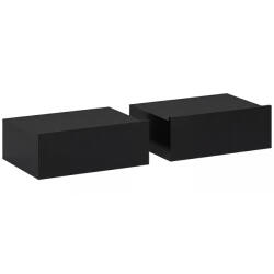 HOMCOM Set de 2 Noptiere Suspendate cu Sertar, 40x30x15 cm, Negru | Aosom Romania (831-481V82BK)