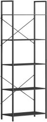 HOMCOM Raft pentru cărți, raft independent cu 5 nivele, raft industrial pentru birou cu cadru metalic, raft deschis de depozitare pentru living, birou, cameră de lucru, 60x30x170, 5 cm, Negru | Aosom Romania Raft