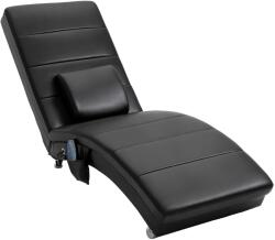 HOMCOM Relaxliege cu funcție de masaj, fotoliu de lounge ergonomic cu spătar înalt, cu funcție de masaj și pernă cu design Zero-G, fotoliu de lounge din piele ecologică, metal, spumă, negru, 58 x 163 x 87 cm