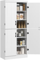 HOMCOM Armoire de cuisine buffet de salle à manger cu 4 uşi 6 rafturi de depozitare stil modern 76 x 40 x 177 cm alb | Aosom Romania (838-128WT)