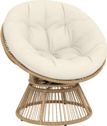 Outsunny Fotoliu Papasan Rotativ 360° Moon Chair cu Pernă pentru Interior/Exterior, Crem Alb | Aosom Romania (867-312V01CW)