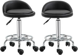 HomCom Set 2 Taburete de Bar Pivotante, Înălțime Ajustabilă, Imitație Piele PU, Negru | Aosom Romania (503-016)