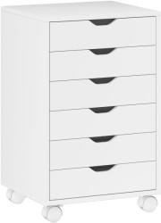 HOMCOM Sertar de Birou cu 6 Sertare Soft Close, 4 Roți, Sertar de Birou pentru Scrisori/Format A4, Dulap Vertical pentru Studio Imprimantă, 40x35x63 cm, Alb | Aosom Romania (924-125V00WT) Comoda
