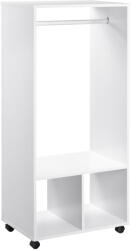 HOMCOM Cuier cu Bară din Aluminiu și 2 Rafturi Deschise, 60x40x128 cm, Alb | Aosom Romania (02-0602)