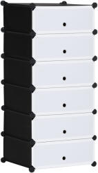 HomCom Mobilier pentru incaltaminte modular, 6 cuburi 45x35x17cm din plastic PP si otel, alb | Aosom Romania (850-172BK) Pantofar