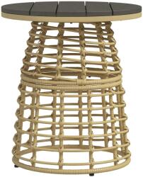 Outsunny Masă de cafea de grădină rotundă din rășină aspect răchită metal și blat compozit, dim. Ø45 x 50H cm | Aosom Romania (867-191V00ND)