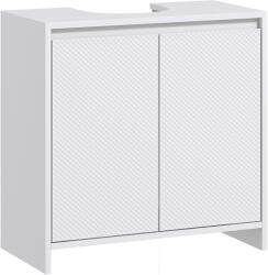 HomCom Mobilier Sub Chiuvetă pentru Baie cu 2 Uși, Dulap de Baie cu Decupaj în U pentru Țevi, 60x30x60 cm, Alb | Aosom Romania (834-715V80WT)
