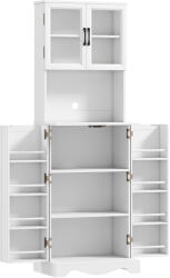 HOMCOM Mobilă de Depozitare pentru Bucătărie cu 2 Dulapuri și 8 Rafturi, din Lemn și Acrilic, 60x39.5x179.6 cm, Alb | Aosom Romania (83A-372V80WT)