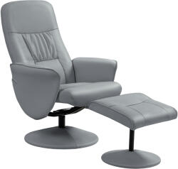 HOMCOM Fotoliu relax cu otoman fotoliu de relaxare relaxant pivotant 360° si spatar inclinabil, 76x81x101cm, gri | Aosom Romania (833-694V01LG)