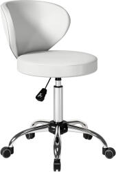 HomCom Taburet cu roți, taburet de masaj din PU cu înălțime reglabilă 73-88 cm și spătar, pivotant 360°, alb | Aosom Romania (503-012V00WT)