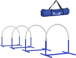 PawHut Set de Agilitate PawHut pentru Câini, Antrenament Câini, 4 Arcuri, pentru începători, cu geantă de transport, albastru+alb, 88 x 64 x 95 cm | Aosom Romania (D07-037V00WT)