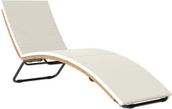 Outsunny Șezlong din Ratan Forma S cu Pernă, Șezlong de Grădină cu Structură din Oțel, pentru Terasă, Plajă, Piscină, Grădină, 175x57x80cm, Crem | Aosom Romania (862-089V00CW)