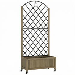 Outsunny Jardinieră din lemn cu grilaj metalic și roți pentru plante cățărătoare Macetero ridicat 72x36x168 cm Carbonizado | Aosom Romania (84H-546V00DR)