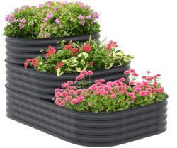 Outsunny Căsuță de grădină în formă de pătrat cu fund deschis 3 etaje pentru ierburi legume fructe flori 158 x 109 x 82 cm gri | Aosom Romania (84H-061V00CG)