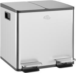 HomCom Coș de gunoi de bucătărie dublu, 2 x 15L, 2 coperți cu închidere ușoară, găleți interioare detașabile și mânere | Aosom Romania (851-033V00SR) Cos de gunoi