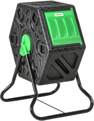 Outsunny Compostor de grădină bac compostor pentru grădină rotativ 360° din polipropilenă 65 L 24 orificii 60 x 49 x 77 cm negru | Aosom Romania (845-914V00BK) Compostator