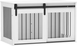 PawHut Cușcă pentru câini cu ușă glisantă, ventilare, placaj și oțel, 98 x 58 x 61 cm, Nuc | Aosom Romania (D02-169V02WT)
