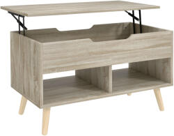 HomCom Masă de cafea rabatabilă, masă pentru living cu compartiment ascuns și rafturi deschise, 75 x 40 x 58 cm, lemn natural | Aosom Romania (83B-635V00ND) Masa de cafea