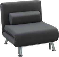 HOMCOM Fotoliu-Pat Single Reglabil din Material cu Aspect de In Gri Închis | Aosom Romania (833-066V02CG)