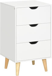 HOMCOM Noptieră masă de noapte cu 3 sertare, stil scandinav pentru dormitor, sufragerie, 40 x 35 x 68, 5 cm, alb | Aosom Romania (831-594V00WT) Comoda