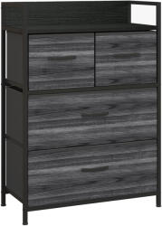 HOMCOM Comodă, Bufet, 4 sertare din material textil, Design industrial, 60x29x85cm, Negru | Aosom Romania (831-760V00BK) Comoda