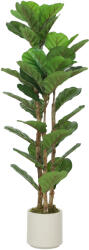 HOMCOM Plantă artificială de interior 120 cm Ficus lyrata arbore artificial cu ghiveci din plastic și trunchi din lemn masiv, verde | Aosom Romania (83C-195V00GN)