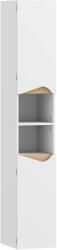 HomCom Dulap de baie îngust dulap înalt cu 2 uși, 2 compartimente deschise, pentru baie 30 x 34, 6 x 182 cm Alb | Aosom Romania (834-902V90WT)