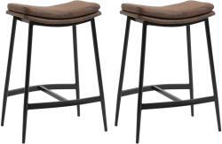 HOMCOM Set 2 Scaune de Bar în Stil Industrial, din Piele Ecologică, 48.5x38.5x68.5 cm, Negru și Maro | Aosom Romania (835-979V00BN)