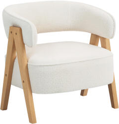 HOMCOM Fotoliu de living din țesătură bouclé, fotoliu tapițat, șezut larg, spătar ergonomic, 70 x 64 x 71 cm, alb | Aosom Romania (83B-531V00WT)
