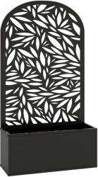 Outsunny Jardiniere Ridicată pentru Grădină și Balcon cu Spalier Arcuit Decorat cu Frunze, pentru Flori și Legume, Montare pe Perete sau Utilizare Independentă, Negru | Aosom Romania (84H-522V00BK)