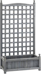 Outsunny jardinieră înălțată cu spalier, jardinieră pentru flori, arc pentru trandafiri cu suport pentru plante cățărătoare, lemn, gri, 64 x 28 x 120 cm | Aosom Romania (845-463GY)