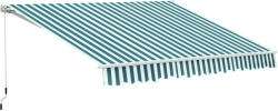 Outsunny Copertina Soare cu Brate de Exterior Reglare cu Manivela, Metal si Poliester, 295x250cm Verde si Alba (100110-007GW)