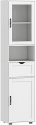 HomCom Mobilier de Baie Slim cu Dulapuri și Ușă din Sticlă, Mobilier Economizitor de Spațiu cu Raft Deschis, Sertar și Rafturi Ajustabile, Coloană Modernă, 40x30x165 cm, Alb | Aosom Romania (834-896V00WT)