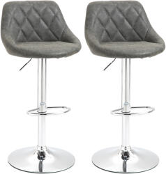 HOMCOM Set 2 Scaune Bar Pivotante Reglabile, Suport Picior, Imitație Piele, Design Modern, Gri | Aosom Romania (835-502CG)