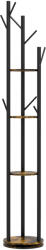 HOMCOM Suport Haine, Rotativ, cu 4 Rafturi și 8 Cârlige, stander haine pentru Hol, Dormitor, Living, 30x30x175 cm, Maro Rustic | Aosom Romania (837-502V00RB)